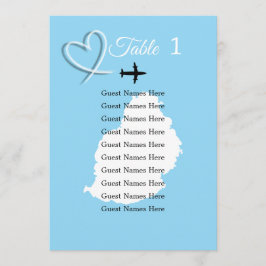 Plankort för Mauritius Destinationsbröllop Bord Inbjudningar