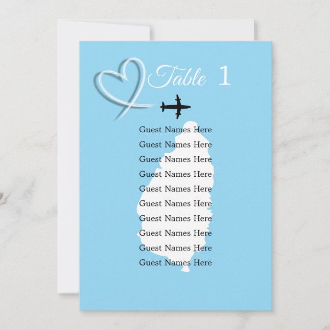 Plankort för St. Lucia-destinationsbröllop Bord Inbjudningar (Framsida)