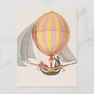 Planlägg för en dirigible, fransk, c.1785 vykort