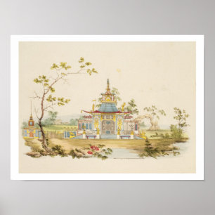 Planlägg för ett kinesiskt tempel, c.1810 (skriv poster