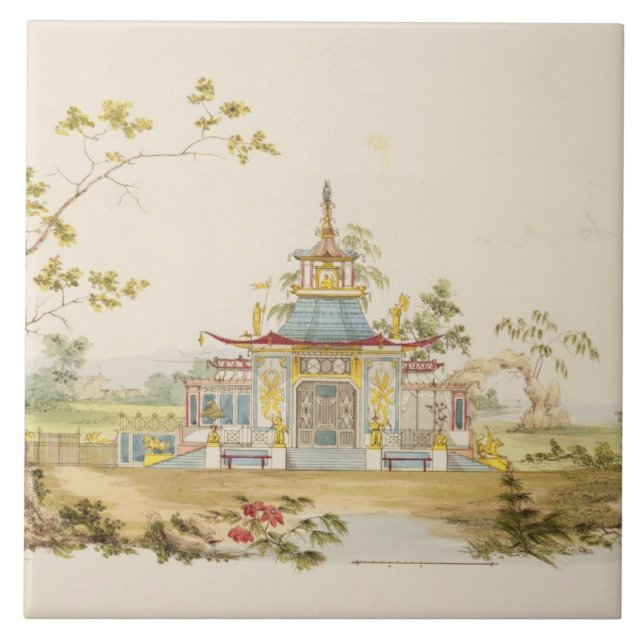 Planlägg för ett kinesiskt tempel, c.1810 (skriva kakelplatta (Framsidan)