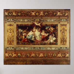 Planlägg för gardinen på den Dresden operan Poster