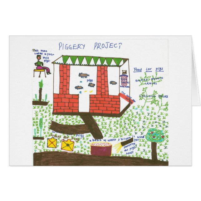 Planlägga en Piggery Hälsningskort (Framsidan Horizontal)