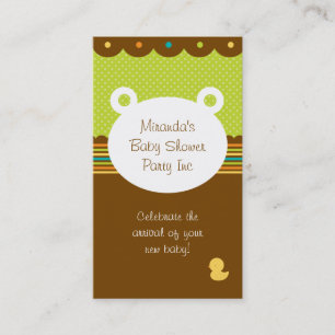 Planner för nallebaby showerparty visitkort