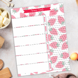 Planner & Shopping List Strawberry Mönster Anteckningsblock