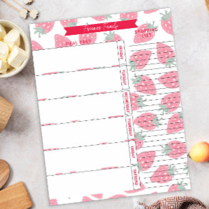 Planner & Shopping List Strawberry Mönster Anteckningsblock