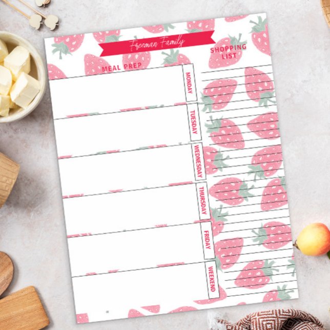 Planner & Shopping List Strawberry Mönster Anteckningsblock (Skapare uppladdad)