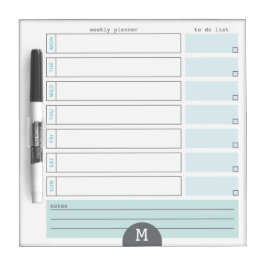 Planner Teal, Monogram varje vecka Skrivtavla