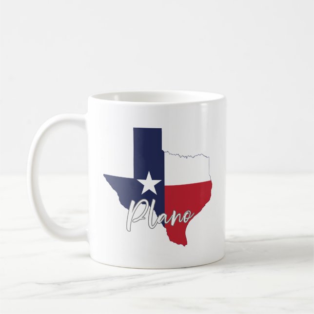 Plano, Texas Flagga Karta Kaffemugg (Vänster)