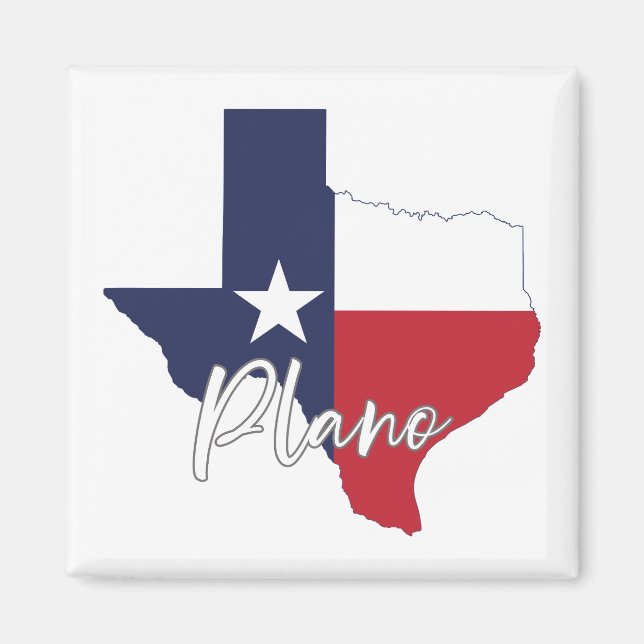 Plano, Texas Flagga Karta Magnet (Framsidan)