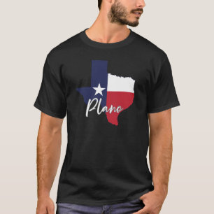 Plano, Texas Flagga Karta Manar Black T Shirt