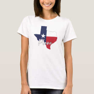Plano, Texas Flagga Karta Women's White T Shirt