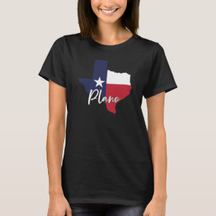 Plano, Texas Flagga Kartlägga Dam Svart T Shirt