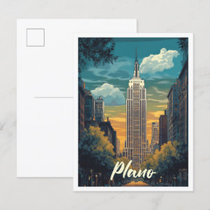 Plano Texas USA Art Vintage resor Illustration Vykort