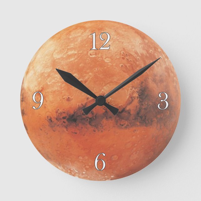 Plansmars Astronomy-älskare Wall Clock Rund Klocka (Framsida)