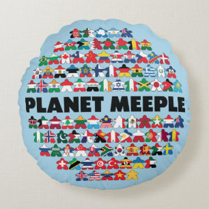 Plansmepple, svart textfyllning rund kudde