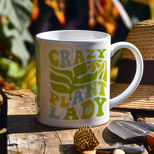 Plant Älskare Anpassningsbar Kaffemugg (Get ready to elevate your plant obsession with this vibrant “Crazy Plant Lady” mug! )