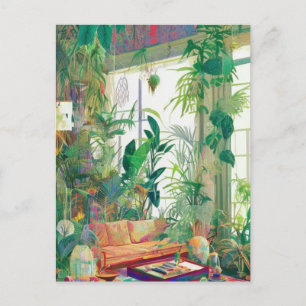 Plant Älskare Boho Living Room Postcard Vykort