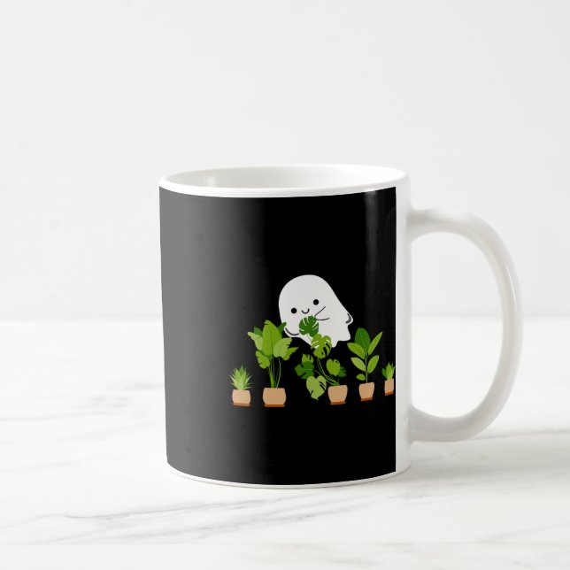 Plant Älskare Cute Halloween Ghost Gift Kaffemugg (Höger)