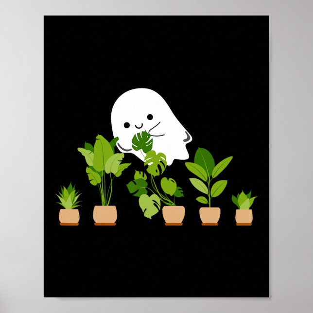 Plant Älskare Cute Halloween Ghost Gift Poster (Framsidan)