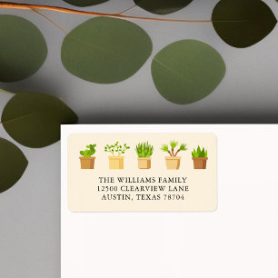 Plant Älskare Cute Succulent Botany-Returadressen Adressetikett
