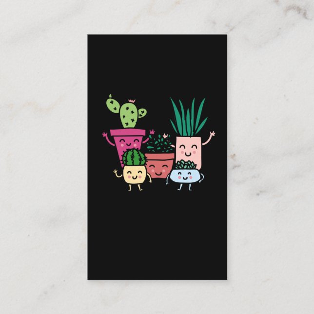 Plant Älskare Kawaii Cactus Collection  Visitkort (Framsida)