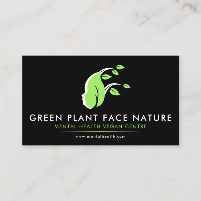 Plant Ansikte Nature Vegan Black Visitkort (Framsida)