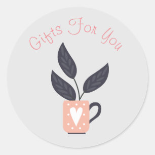 Plant art modern design Gift business branding Runt Klistermärke