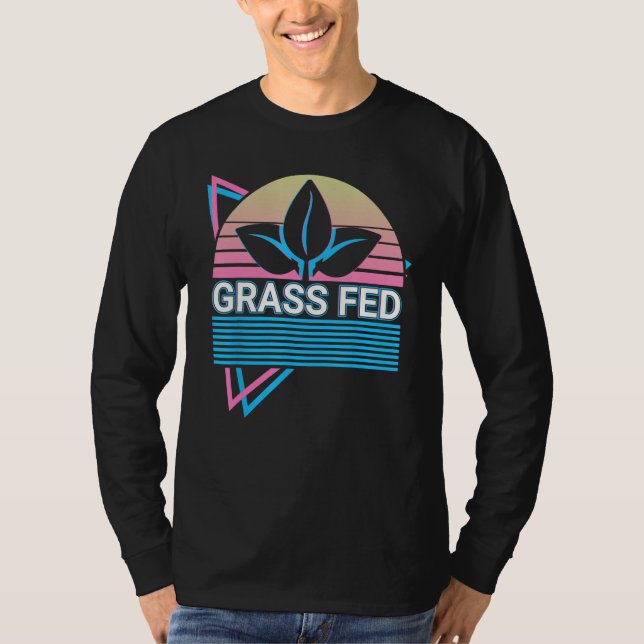 Plant Based Diet Vegan Veganism Retro Grass Fed T Shirt (Framsida)