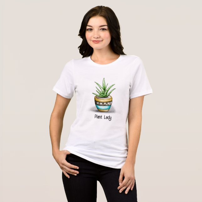 Plant Dam, Aloe Plant T Shirt (Framsida Full)