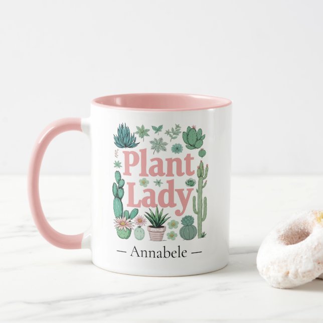 Plant Dam Cute Personlig 2-tonkaffe Mugg (Med munk)