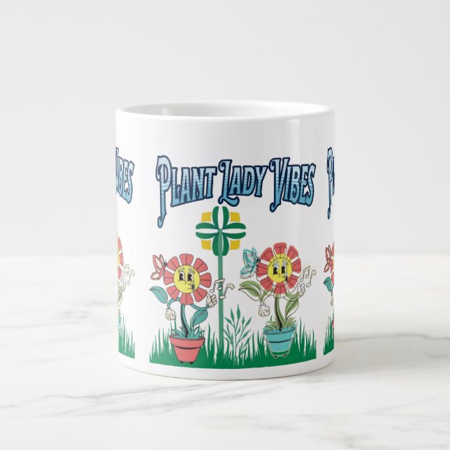Plant Dam Vibes-kaffe Mugg | Cute Mugg Jumbo Mugg (Framsidan)