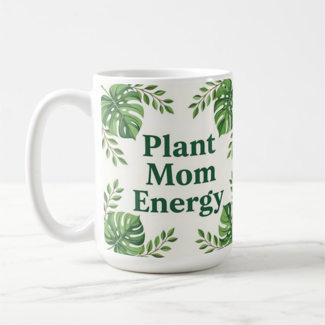 Plant energy mom cute botanical Coffee Mug Kaffemugg (Vänster)