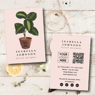 Plant Florist Logotyp Rosa QR Code Social Media Visitkort