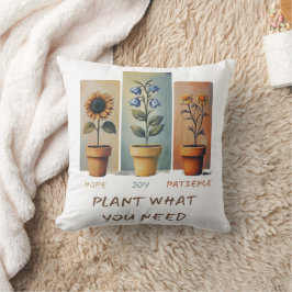 Plant Hope Joy Patience Pillow - Grow Positivity Kudde