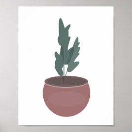 Plant i Clay Pot Grönt Löv Wall Art Poster
