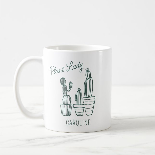 Plant Lady Cactus Succulent Gardening Lover Name Kaffemugg (Vänster)