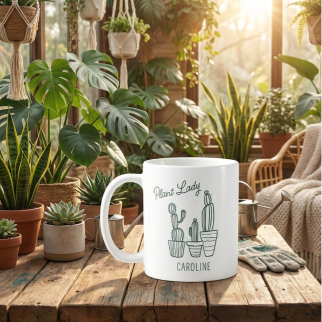 Plant Lady Cactus Succulent Gardening Lover Name Kaffemugg (Skapare uppladdad)