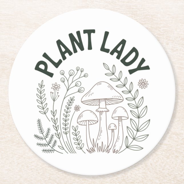 Plant lady underlägg papper rund (Framsidan)