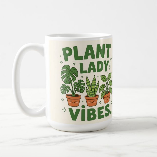 Plant lady vibes cute botanical Coffee Mug Kaffemugg (Vänster)