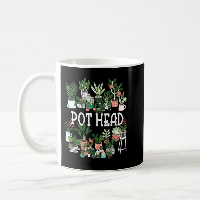 Plant Lover and Gardener Pot Head Succulent Kaffemugg (Vänster)