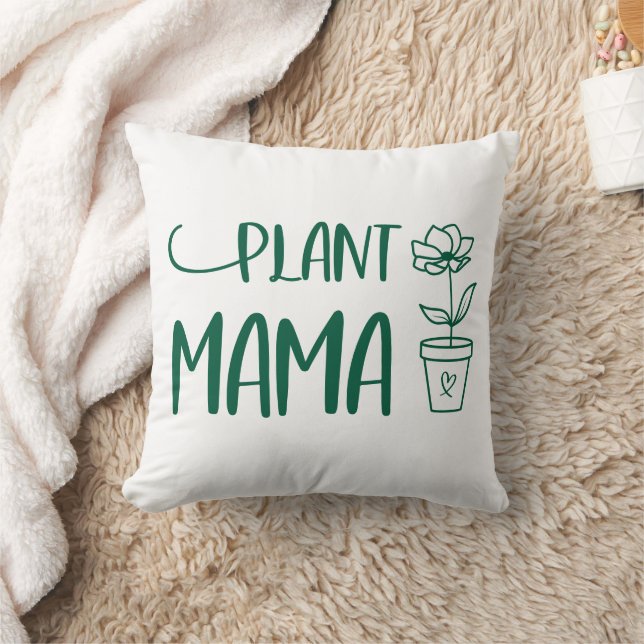 Plant Mama Potted Plant Hunter Green and White Kudde (Filt)