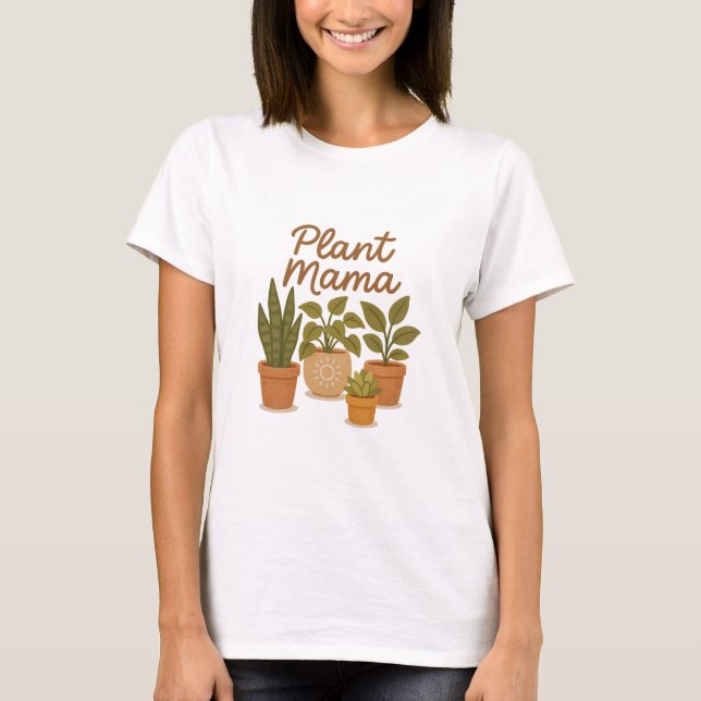 Plant Mamma - Cute Boho Houseplant Illustration T Shirt (Framsida)