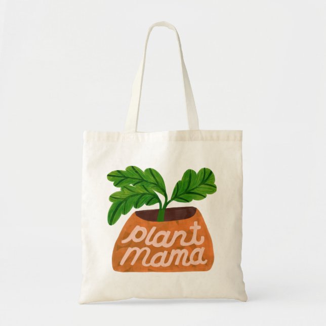 Plant Mamma - Illustrated Poften Plant Gift Tote Tygkasse (Framsidan)