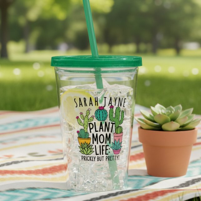 Plant Mamma Life Prickly but Söt Cactus Take Away Mugg (This prickly but pretty cactus tumbler is perfect for enjoying refreshing drinks under the sun.)