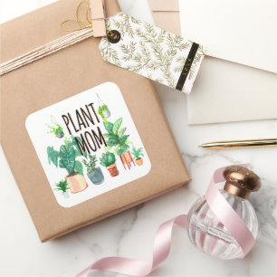 Plant Mamma - , plantergåva till Mamma Fyrkantigt Klistermärke