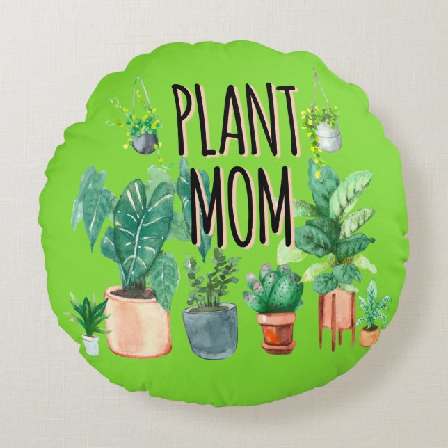 Plant Mamma - , plantergåva till Mamma Rund Kudde (Framsidan)
