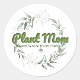 Plant Mamma Round Sticker - Botanical Gift-etikett Runt Klistermärke