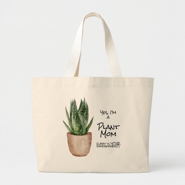 Plant Mamma Superpower Larte Tote Bag Jumbo Tygkasse (Framsidan)