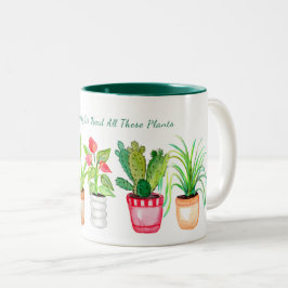 Plant Mamma Watercolor Podesplant Houseplantny Två-Tonad Mugg